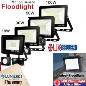 LED Floodlight Motion Sensor Security Garden Outdoor PIR Flood Light Waterproof