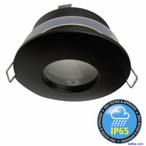 Matt Black Recessed Downlight Round Bathroom GU10 Ceiling Light IP65 Spotlight