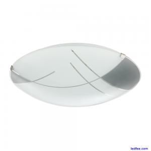 Contemporary Designer LED Opal White Glass Ceiling Light with Grey Gloss Deco...