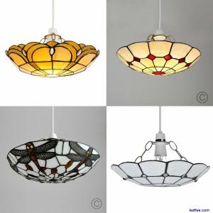 Retro Stained Glass Ceiling Light Shade Tiffany Style Easy Fit Pendant Lampshade