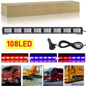 108 LED Signal Light Bar Rooftop Windshield Multifunctional Fog Lights Blue Red