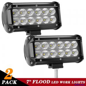 2x 7inch 3600LM LED Work Light Bar Flood Beam Fog Lamp Offroad Driving Truck SUV