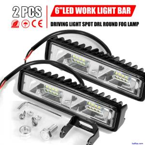 2X LED Work Lights 6 Inch 48W 12V Driving Strip Flood Beam light Bar SUV Offroad