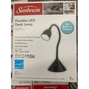 SUNBEAM Flexible Neck LED Desk LAMP Adjustable Light Energy Star Black Color