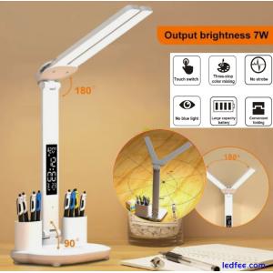 USB LED Desk Light Touch Sensor Dimmable Table Bedside Reading Lamp Rechargeable