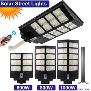 LED Street Light Solar Power with Pole Remote Control sensor Waterproof Garden