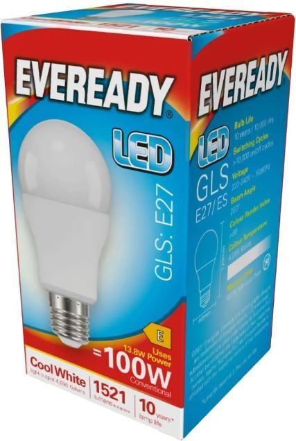 LED GLS Light Bulbs 13.8W = 100W Edison Screw ES E27 Warm, Cool, Daylight White 1 