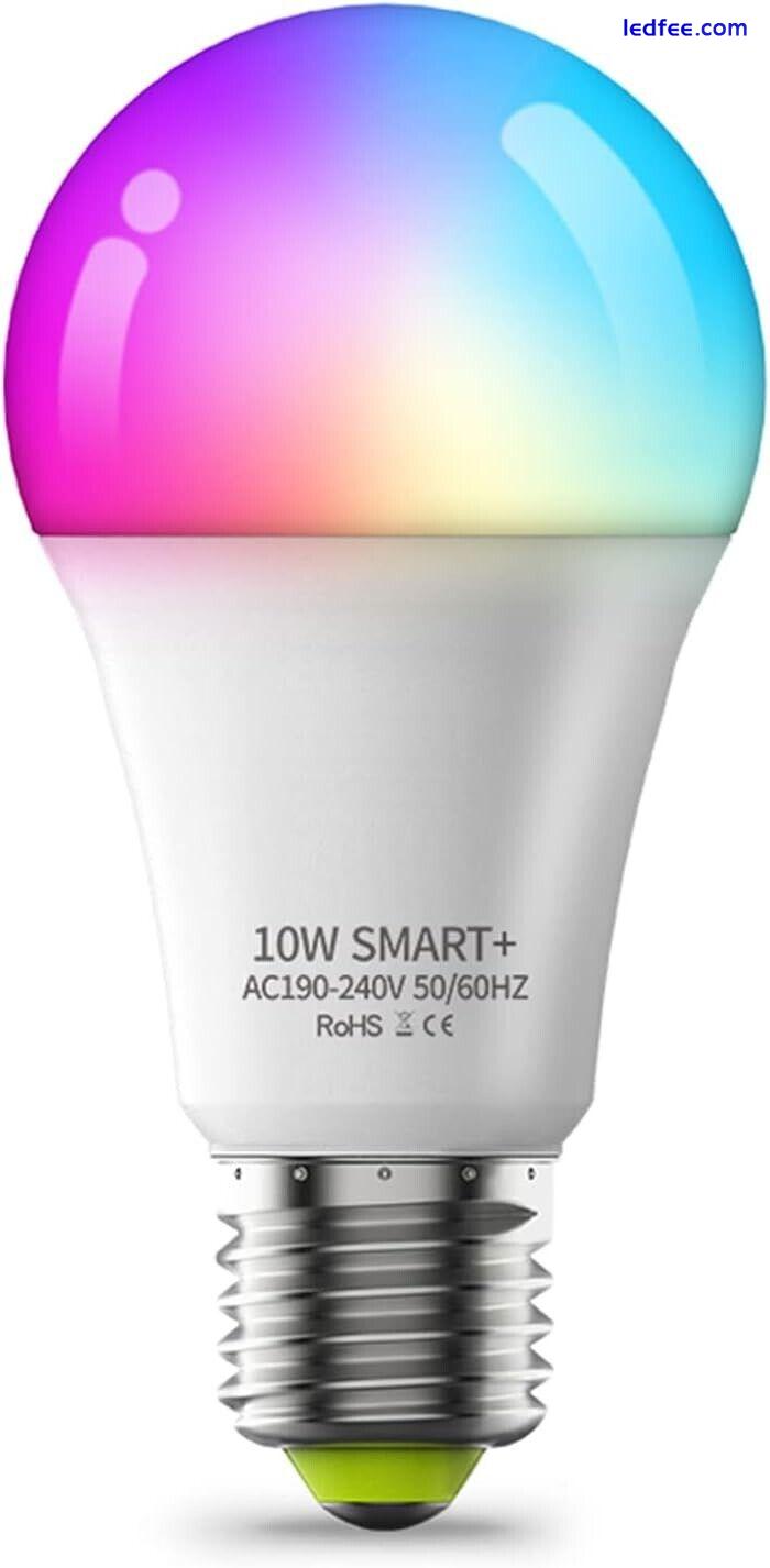 4 Pack E27 Colour Changing LED Light Bulbs Alexa, Google, App, Smart Bulb 10W 1 