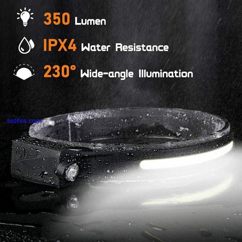 2 USB Waterproof COB Headlamp Night Buddy LED Motion Sensor Head Torch Headlight 3 