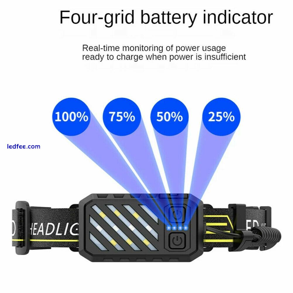 Head Torch LED COB Headlamp Rechargeable Head Torch Strip Work Headlight Light 3 