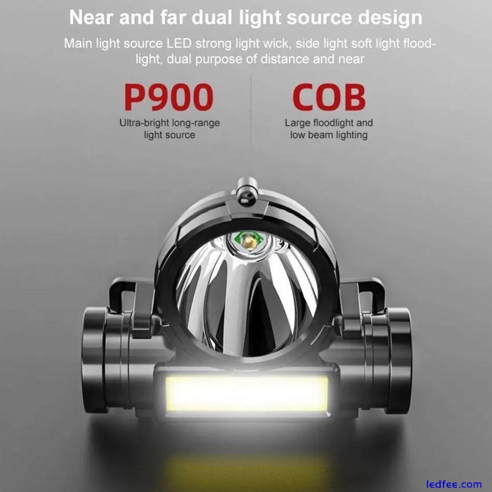 COB LED Headlamp USB Rechargeable Headlight Torch Work Light Bar HeadBand Lamps 5 