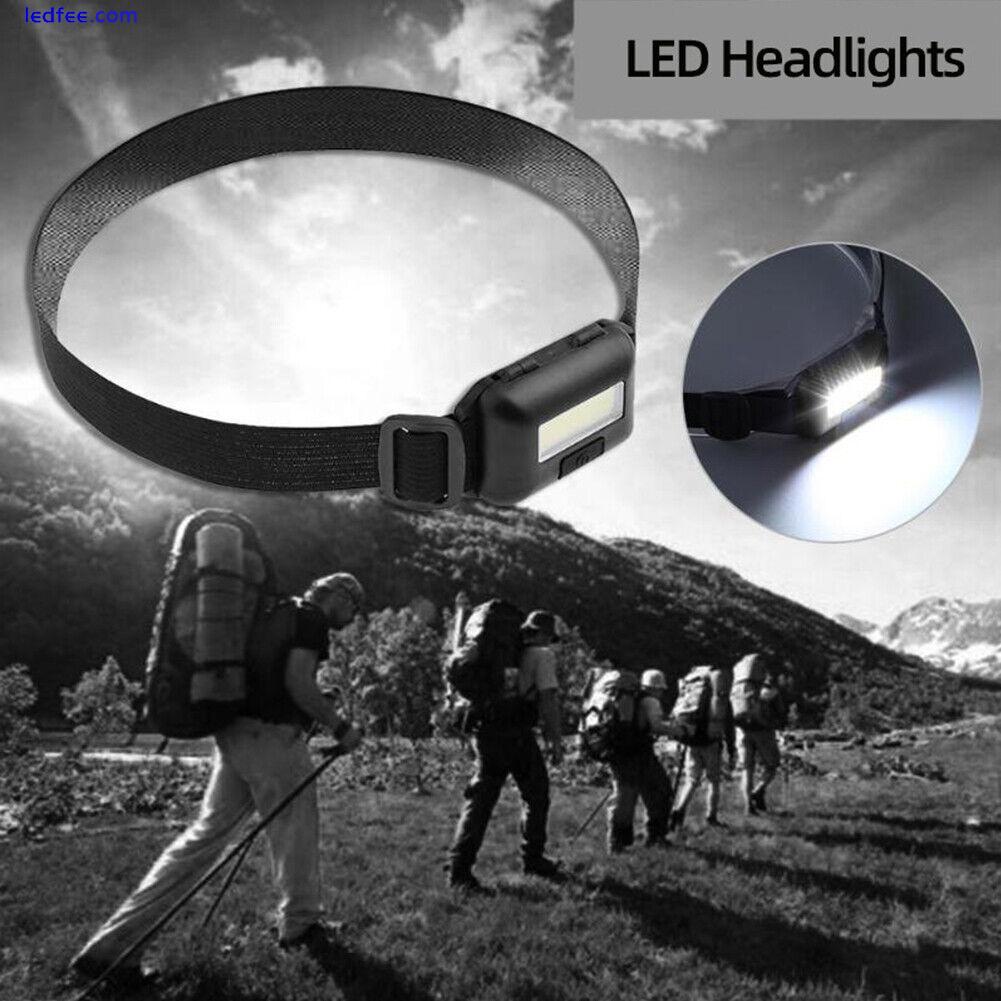 LED COB Waterproof Headlights Lighting Outdoor Camping Head Flashlight Torch 2 