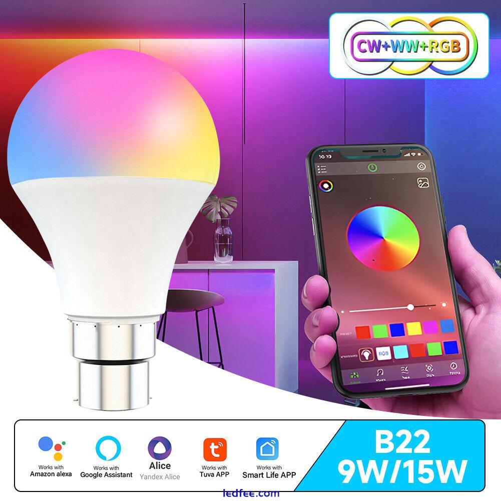 Smart bulb led light B22 9W/15W Alexa google RGB home wifi control remote 2023 0 