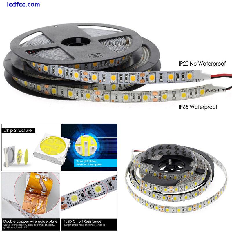 5m LED Strip Light 12V IP65 2835 5050 5054 5630 nonWaterproof Kitchen Xmas LAMP 3 