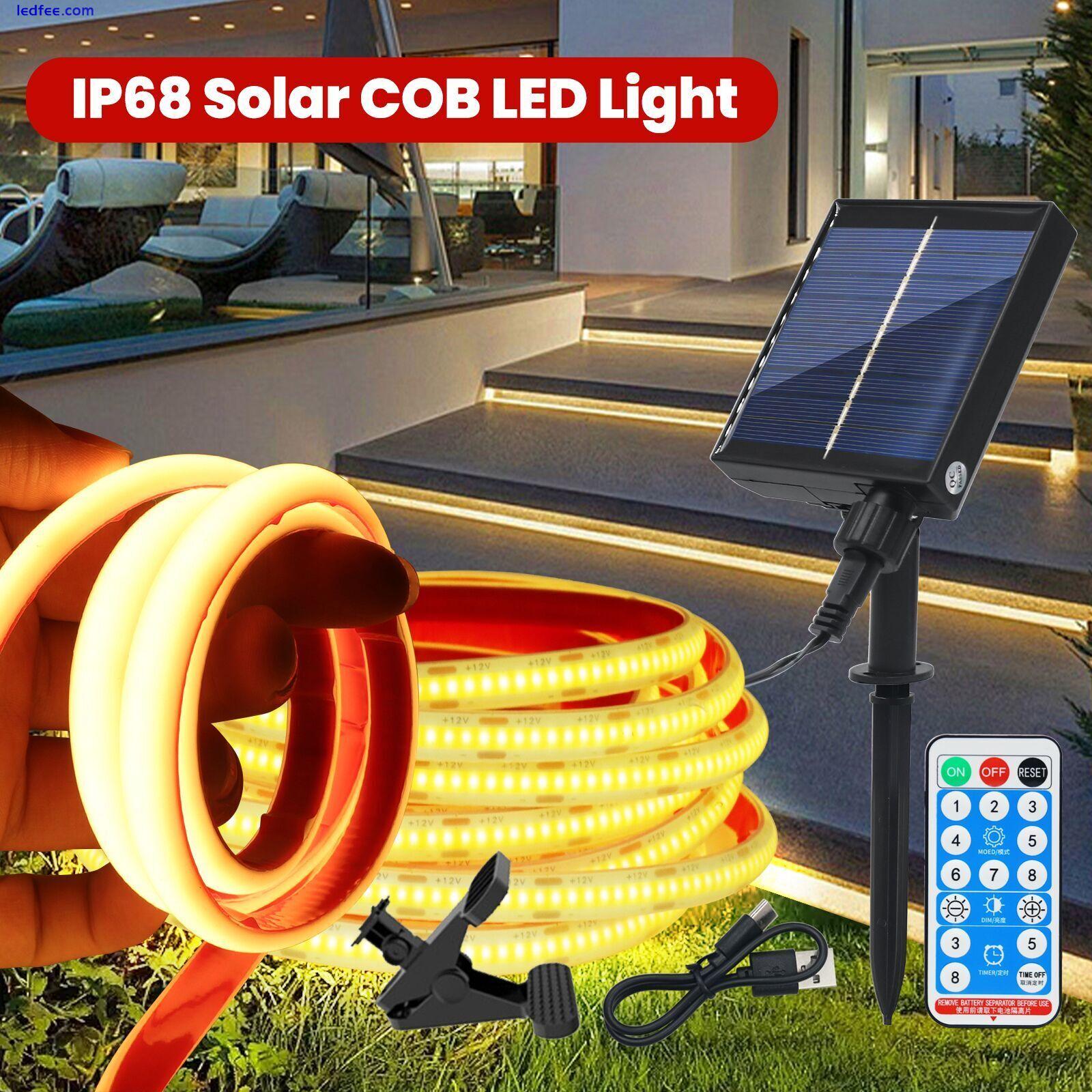 Solar Powered COB LED Strip Lights Flexible Neon Flex Rope Lights Outdoor IP68 2 