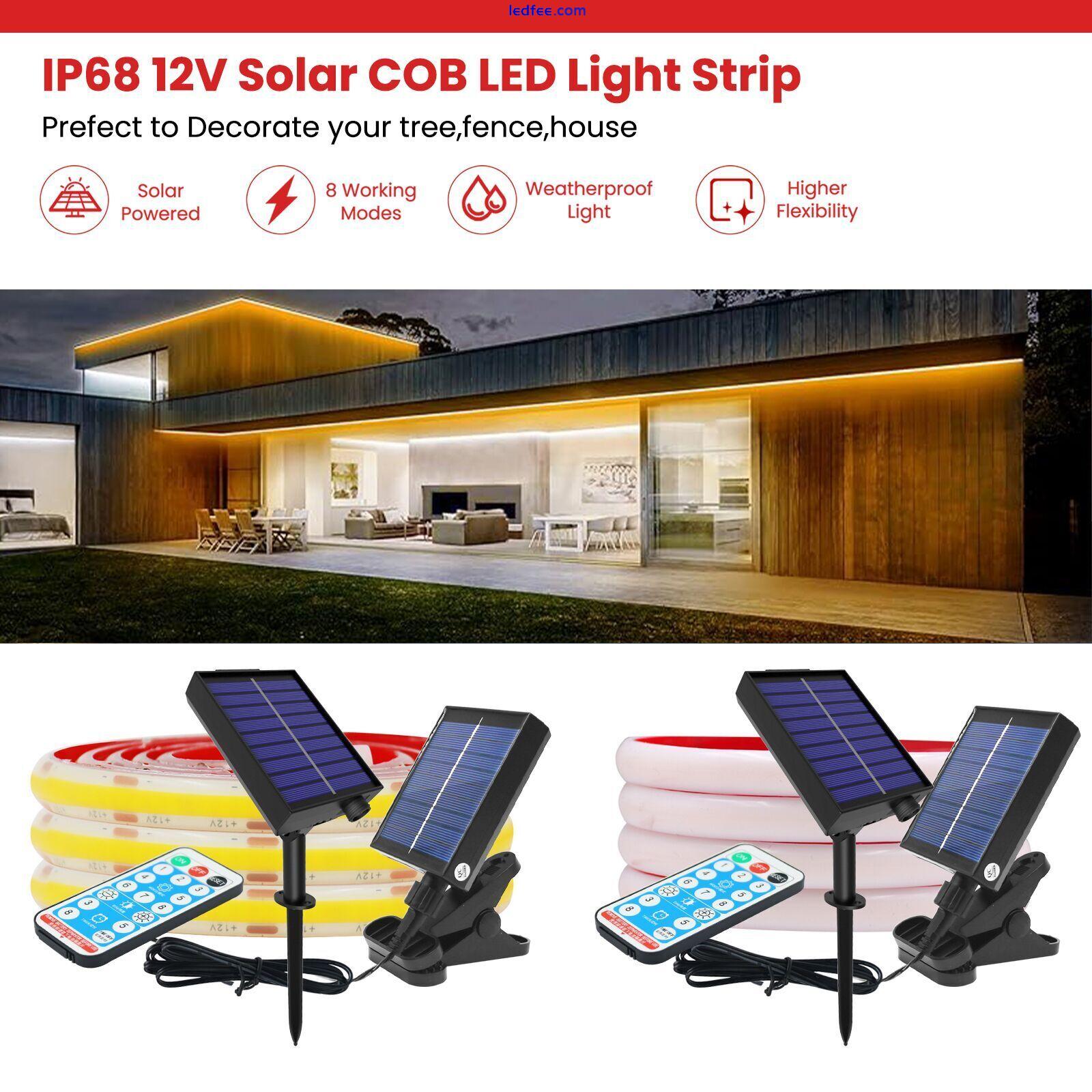 Solar Powered COB LED Strip Lights Flexible Neon Flex Rope Lights Outdoor IP68 3 
