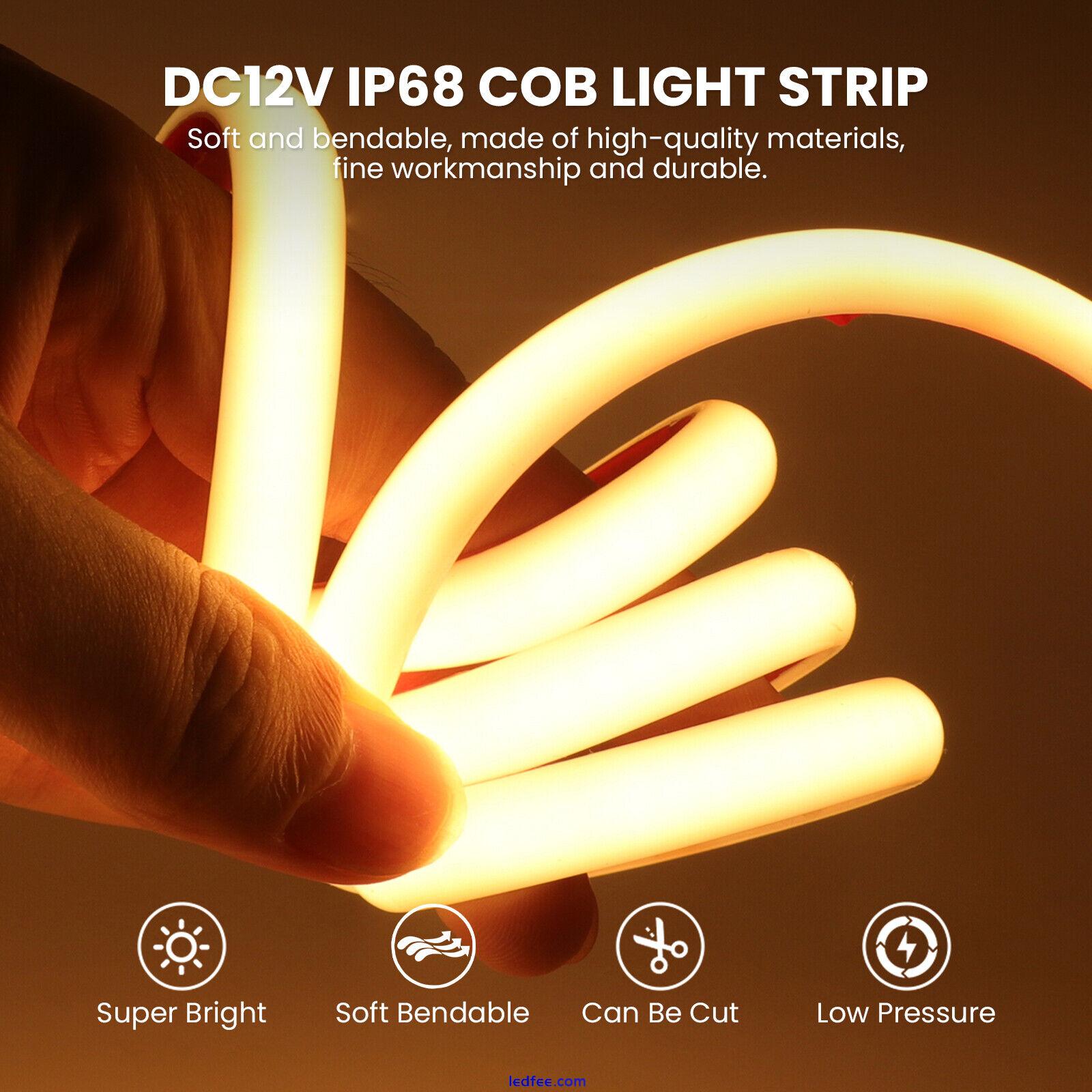 Solar Powered COB LED Strip Lights Flexible Neon Flex Rope Lights Outdoor IP68 5 