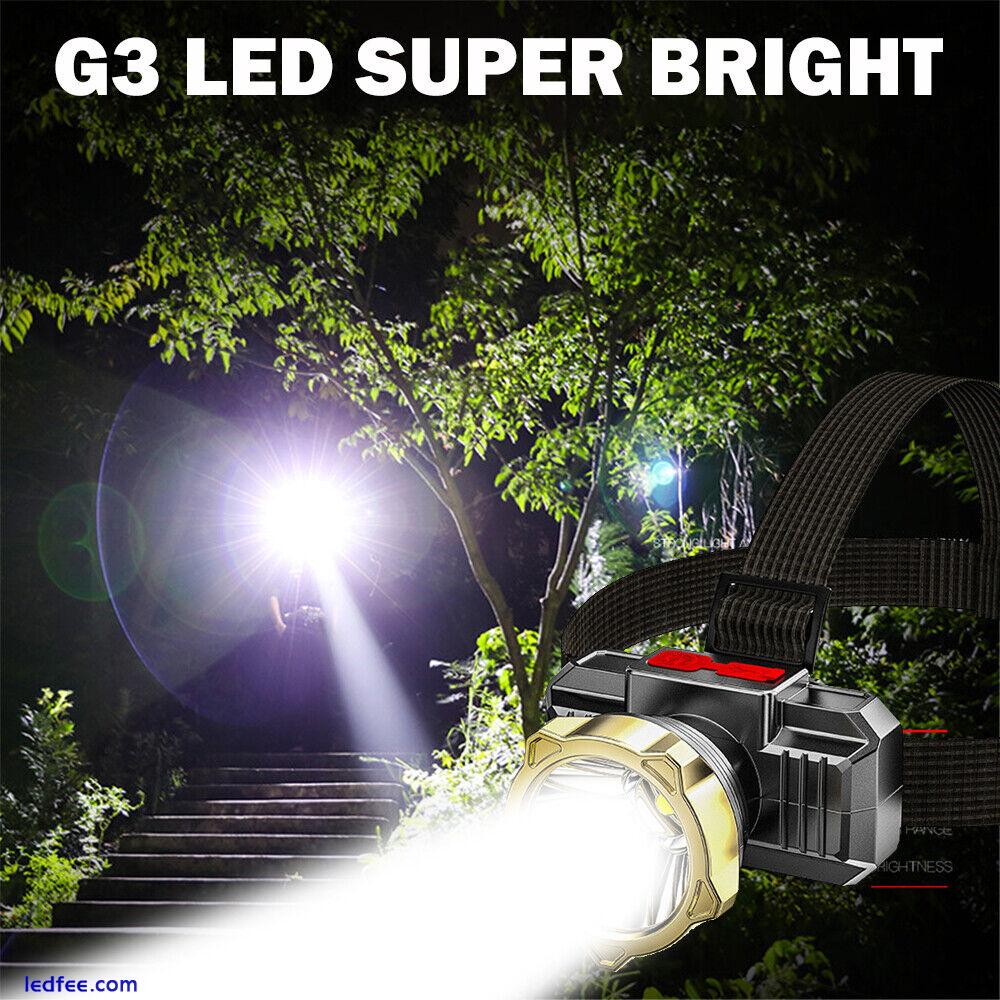 1/2X LED Head Torch USB Rechargeable Waterproof Headlamp Super Bright Headlight 0 