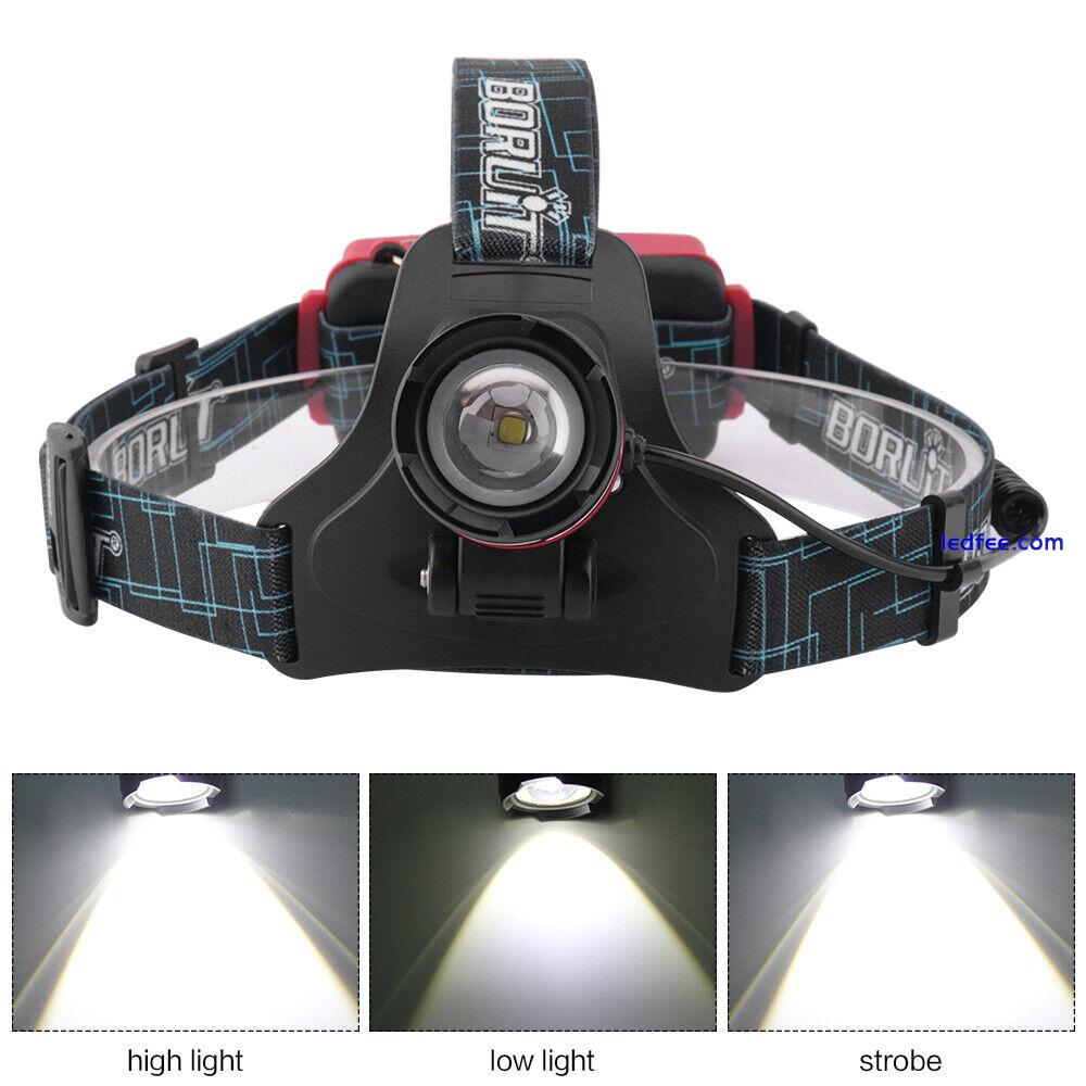 Super Bright Waterproof Head Torch Headlight LED Zoom USB Rechargeable Headlamp 0 