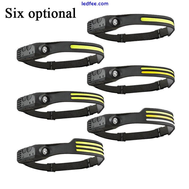 COB LED Headlamp USB Rechargeable Headlight Torch Work Light Bar Head Band Lamp 2 