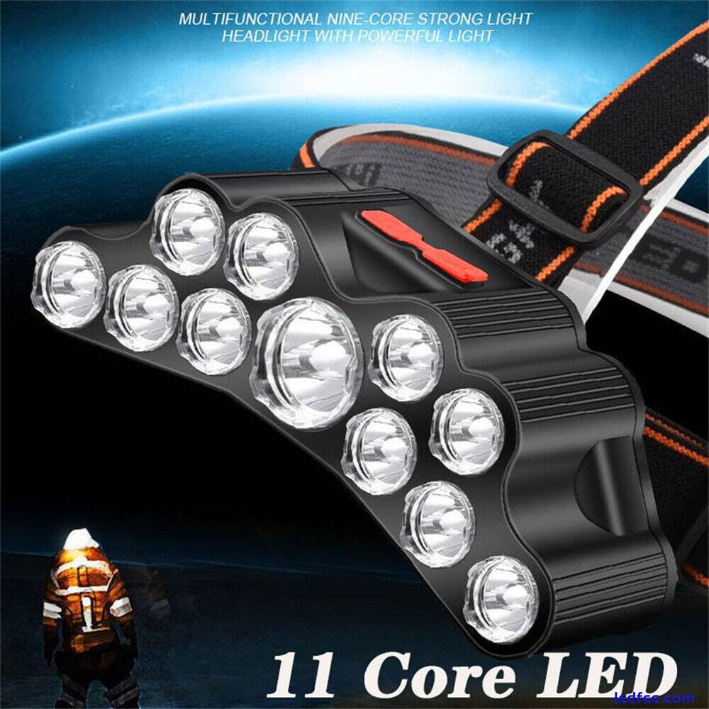 1/2PCS LED Headlamp Torch 9900000LM Bright Head Band Camping Hiking Rechargeable 1 