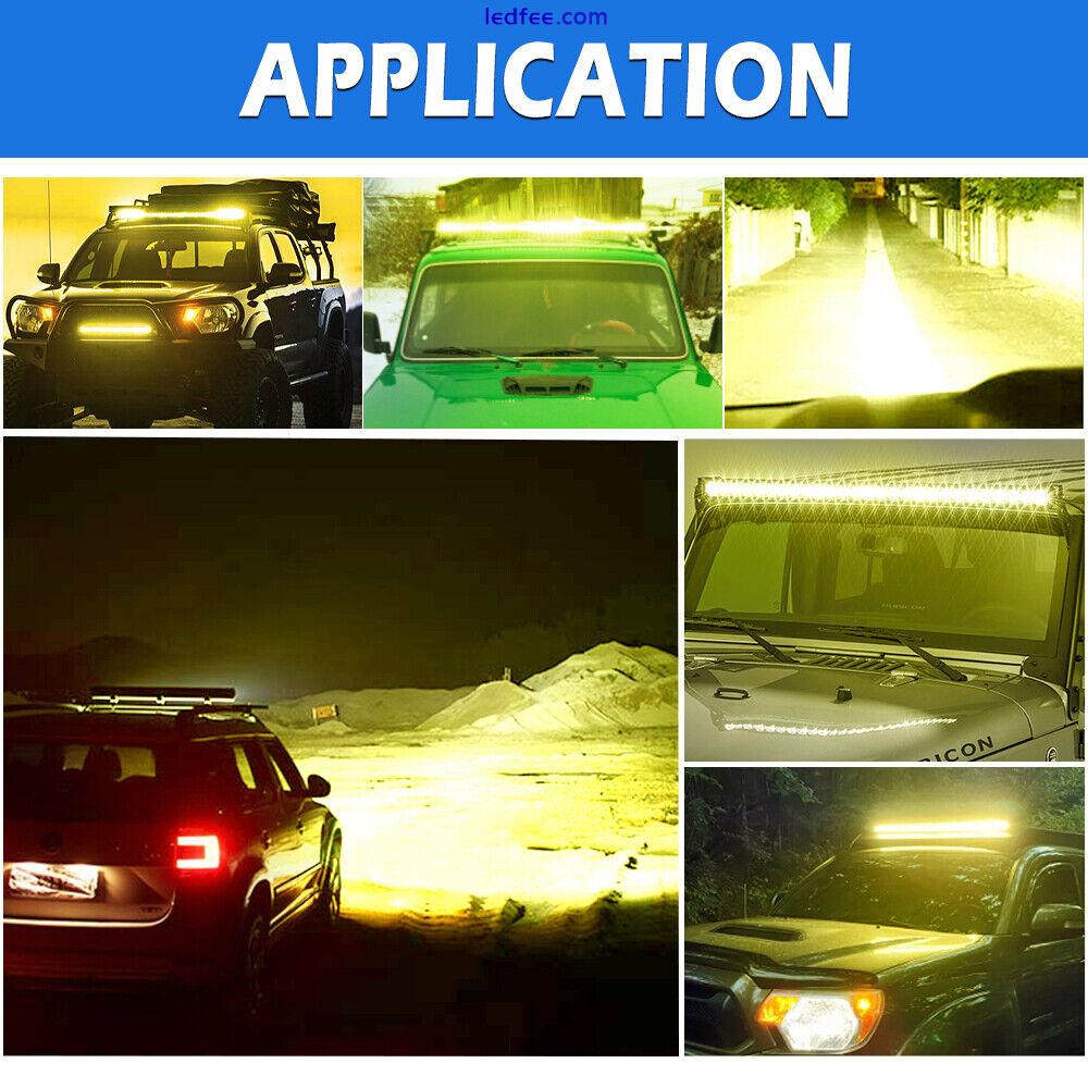 Pair 7'' yellow Slim LED Light Bar Spot Flood Combo Work Offroad SUV Driving ATV 4 