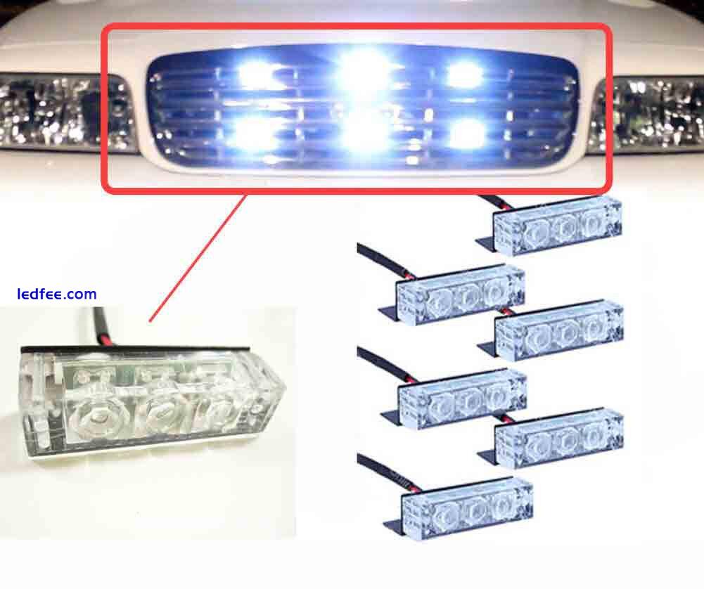 White 18LED Car Emergency Vehicle Strobe Flash Light Bar for Front Grille Deck 1 