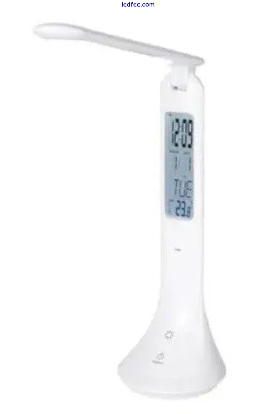 Livarno Lux LED Desk Cordless Lamp Clock Time Date Temperature Display In White 0 