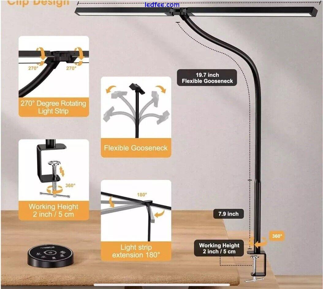 LED Desk Lamp for Office Home - Eye Caring Architect lamp with Clamp,Dual 3 