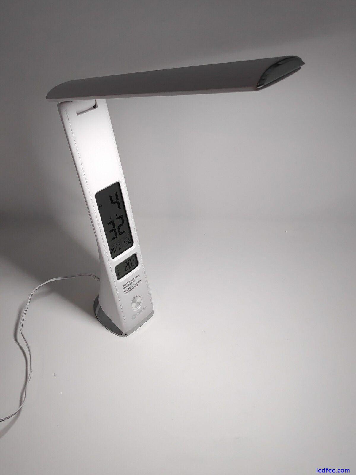 Ottlite Folding Led Desk Lamp with Digital Clock and Thermometer White 5 