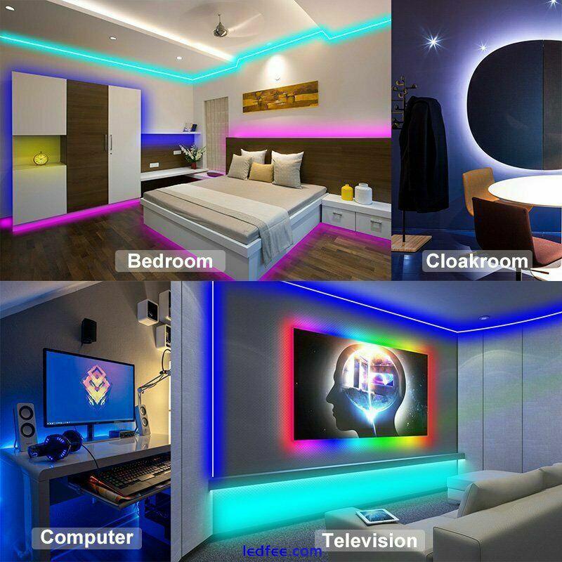 5050 RGB Colour Changing LED Strip Lights Tape TV Under Cabinet Kitchen 5m-20m 4 