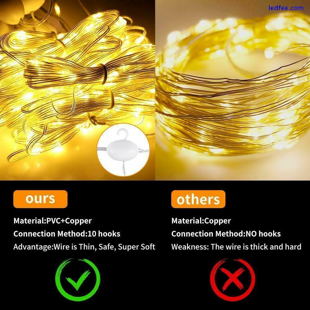 5M 10M 20M LED 5V USB Micro Rice Wire Copper Fairy String Lights 8Modes Party 0 