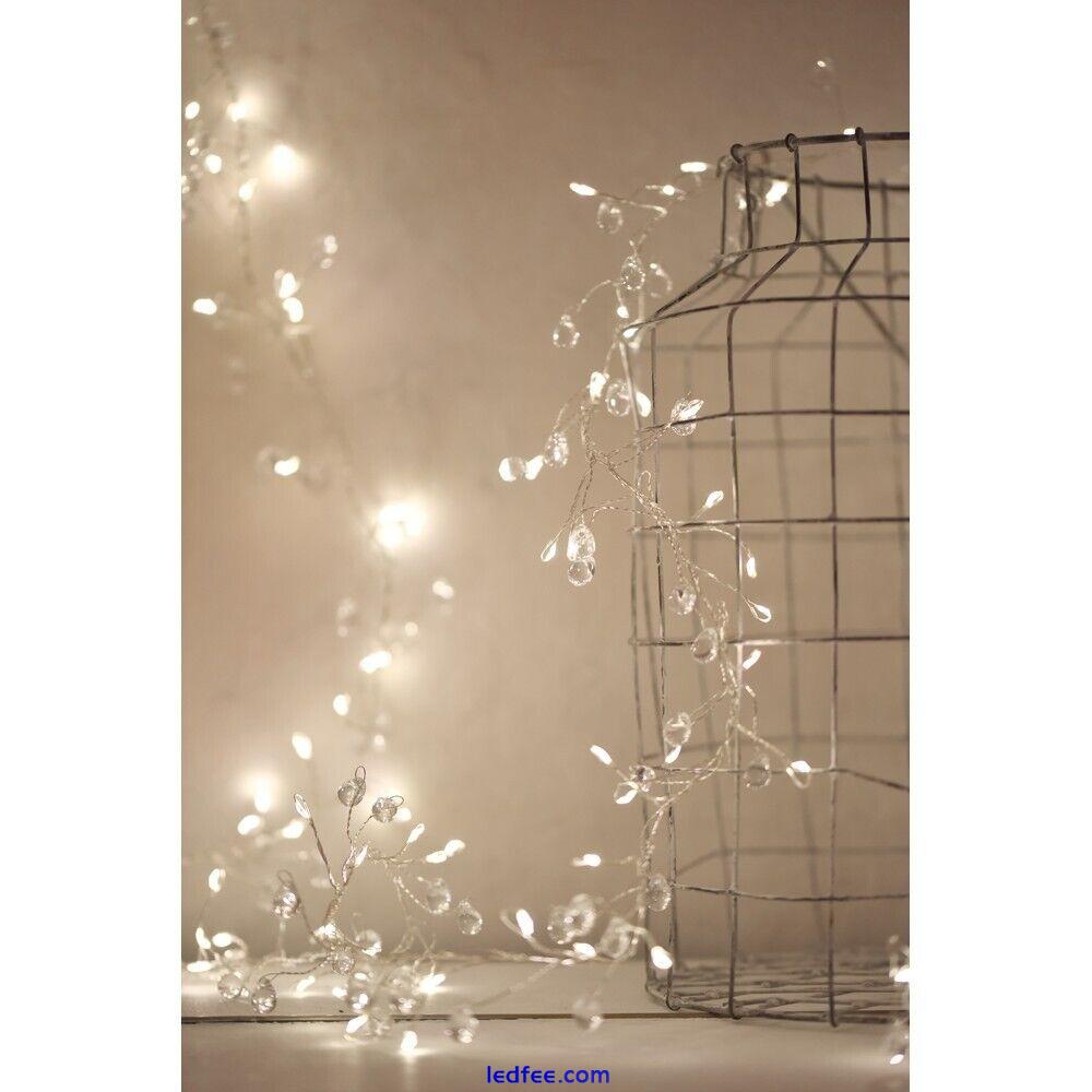 Crystal Cluster - 100 or 200 LED Indoor Light Chain - Battery or Mains Powered 0 