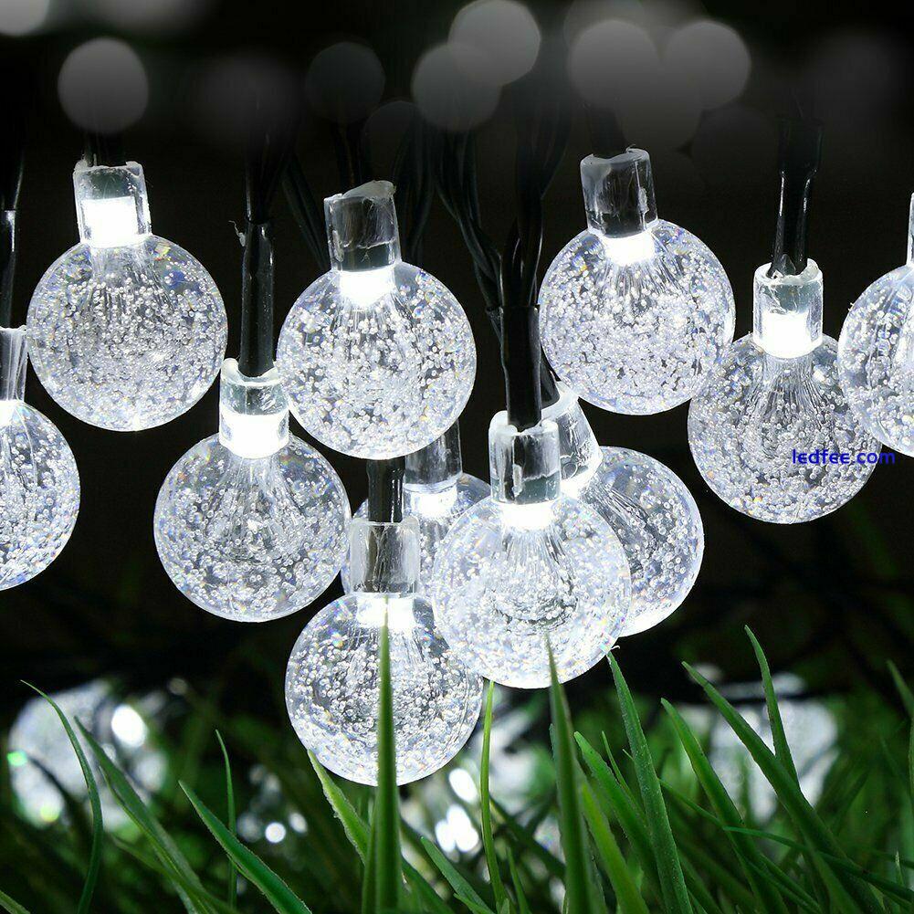 LED Solar Powered Garden Party Fairy String Crystal Ball Lights Outdoor Light 1 