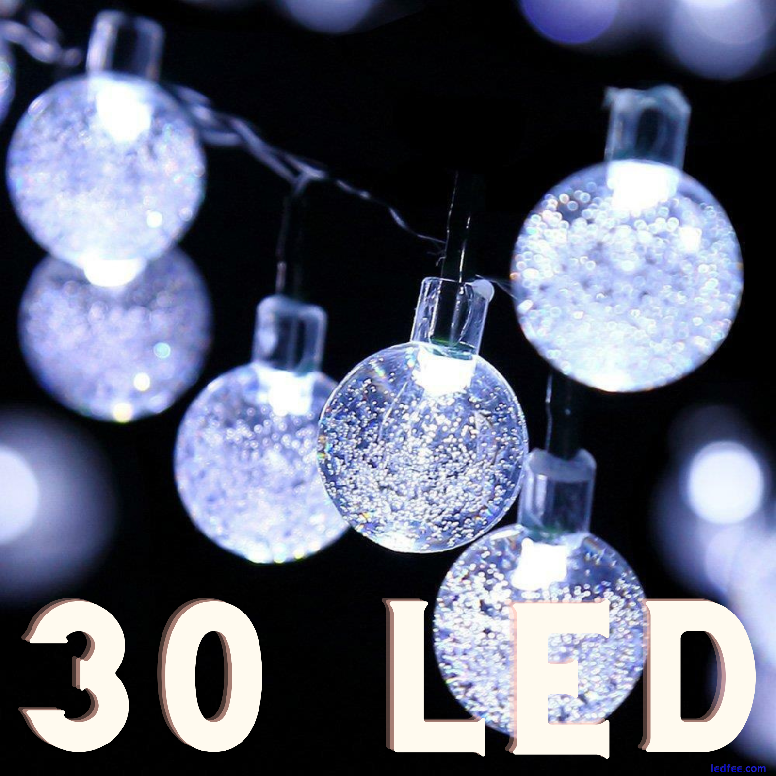 LED Solar Powered Garden Party Fairy String Crystal Ball Lights Outdoor Light 0 