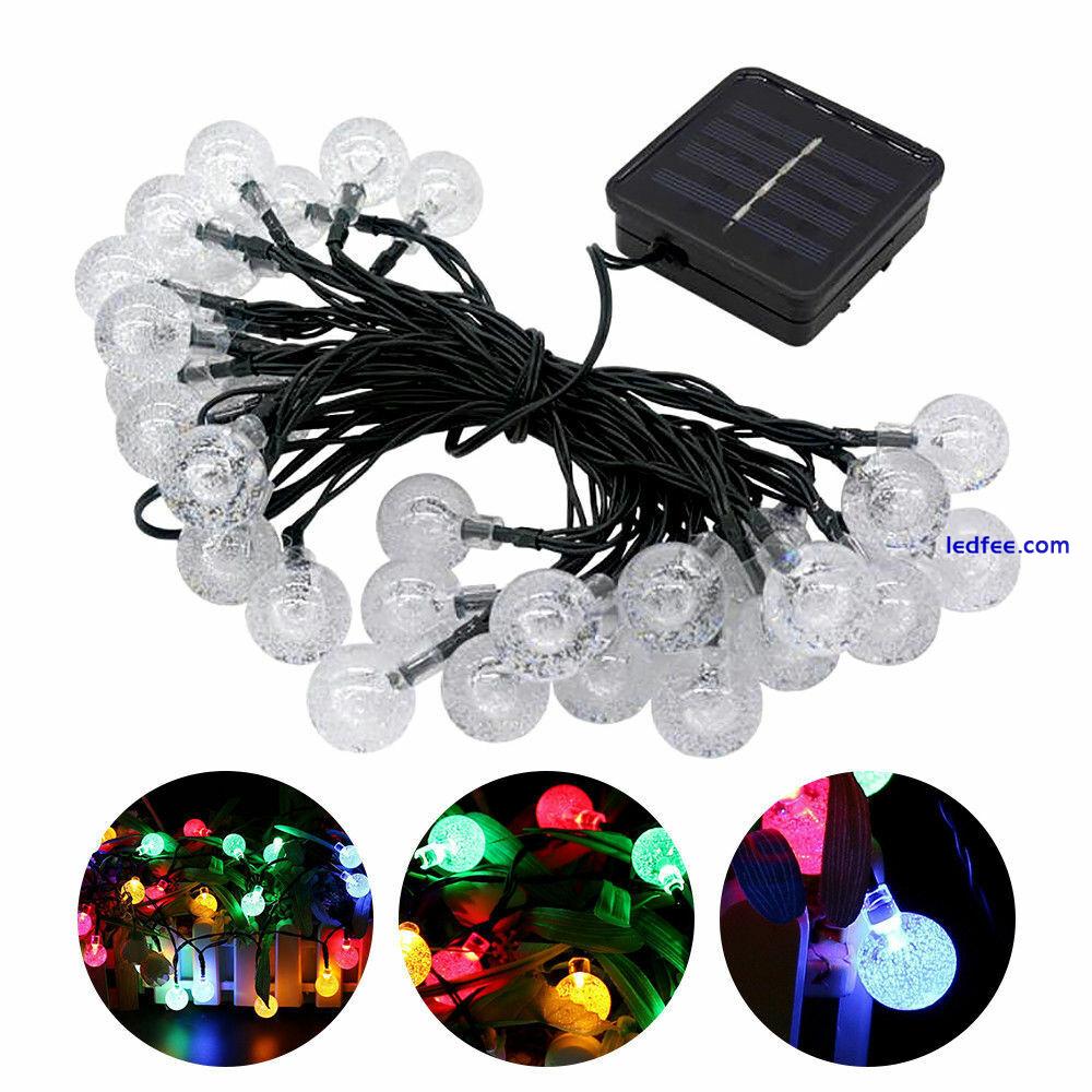LED Solar Powered Garden Party Fairy String Crystal Ball Lights Outdoor Light 3 