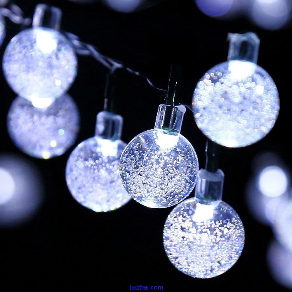 LED Solar Powered Garden Party Fairy String Crystal Ball Lights Outdoor Light 2 