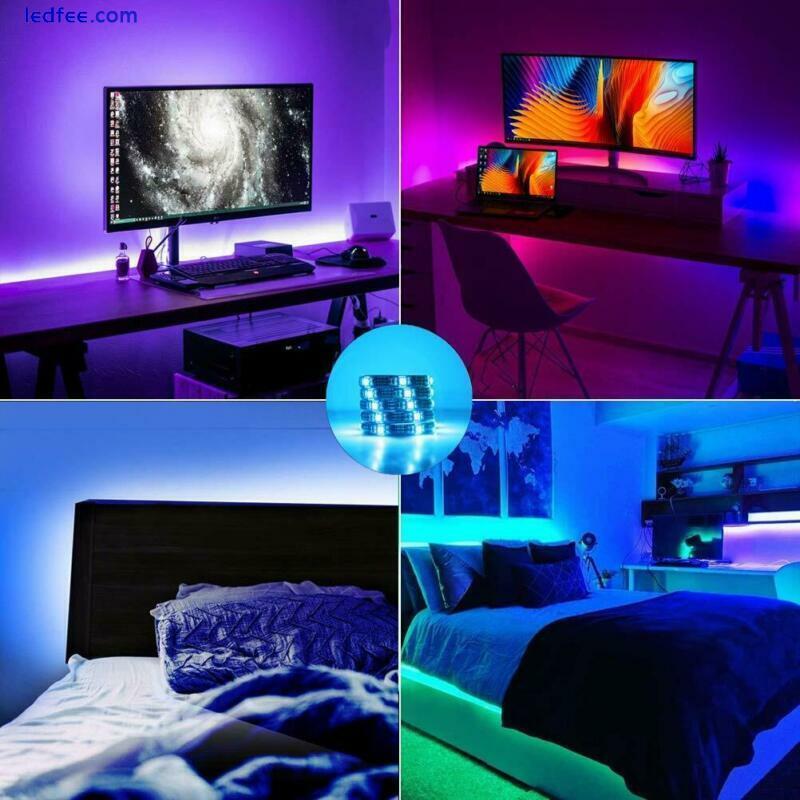 LED STRIP LIGHTS 5050 RGB COLOUR CHANGING TAPE UNDER CABINET KITCHEN LIGHTING TV 4 