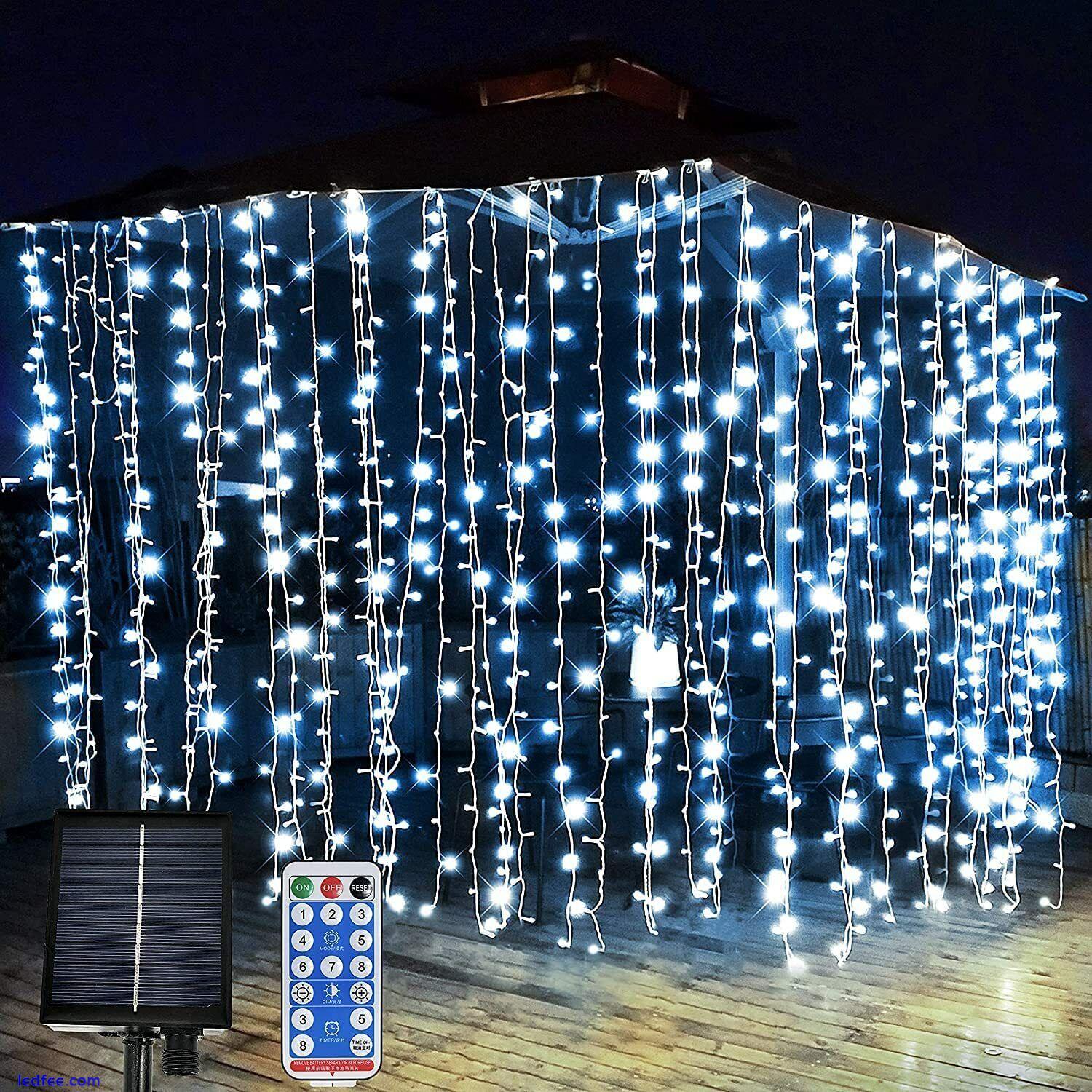 Outdoor Solar Curtain Fairy String Lights Hanging Gazebo Patio Window Garden 5 