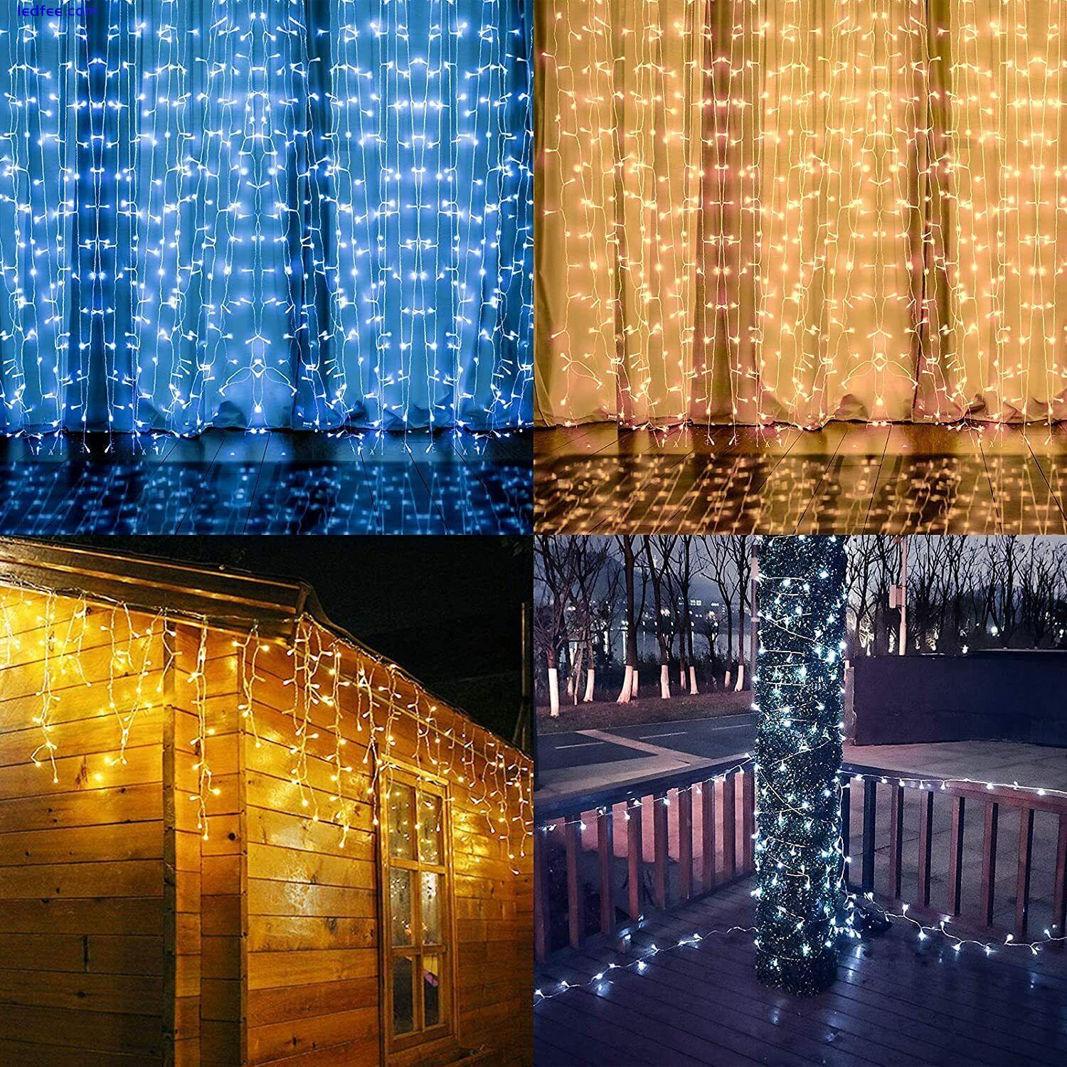 Outdoor Solar Curtain Fairy String Lights Hanging Gazebo Patio Window Garden 4 