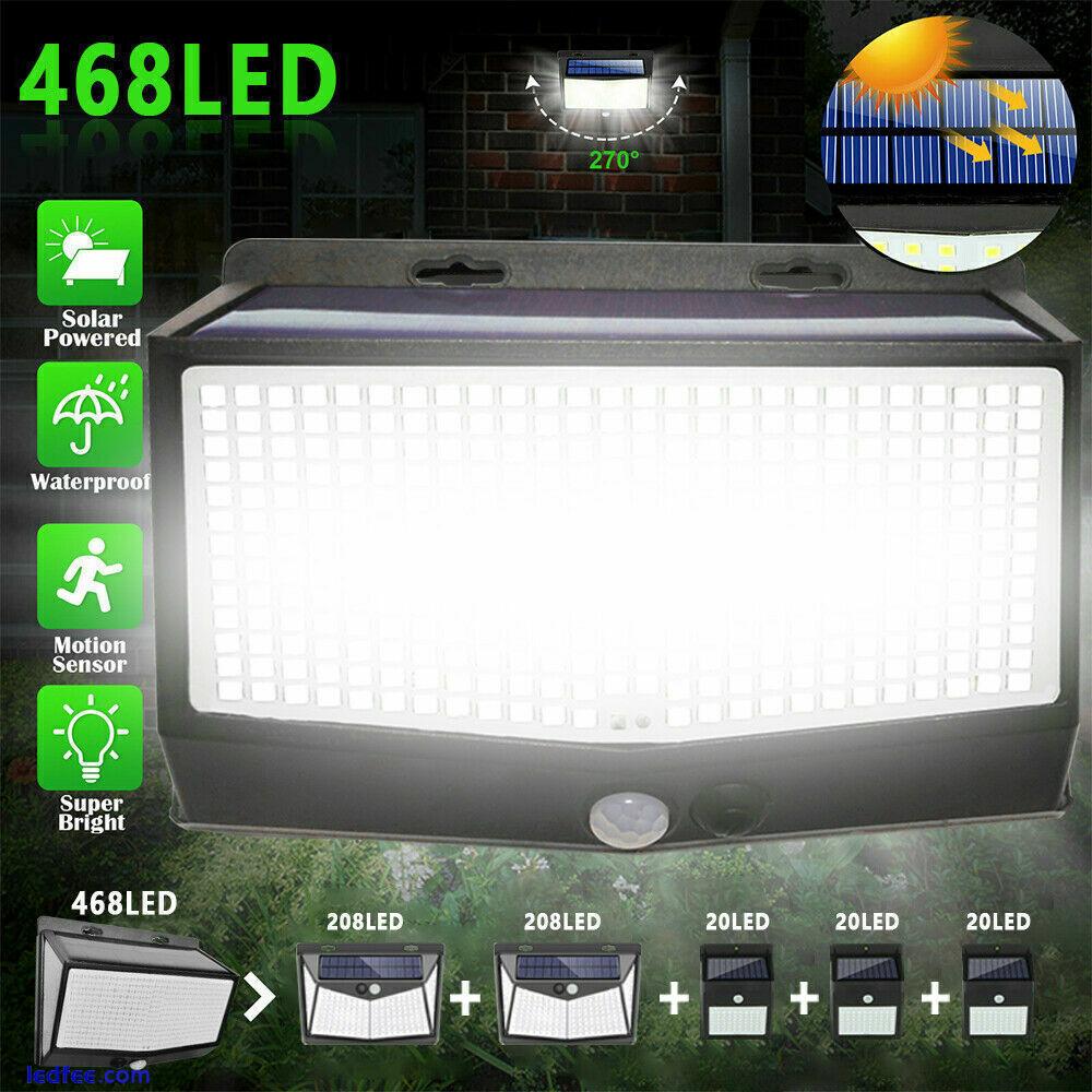 468 LED Solar Power Motion Sensor Light Outdoor Security Yard Street Wall Lamp 0 