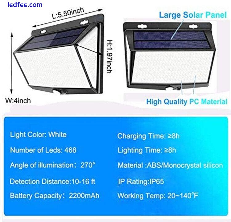 468 LED Solar Power Motion Sensor Light Outdoor Security Yard Street Wall Lamp 2 