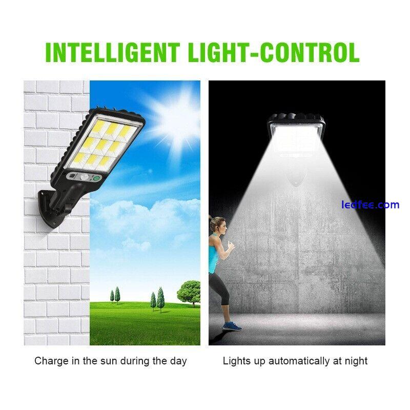 LED Solar Light Motion Sensor 3 Modes Flood Lamp Outdoor Street Wall Yard Garden 0 