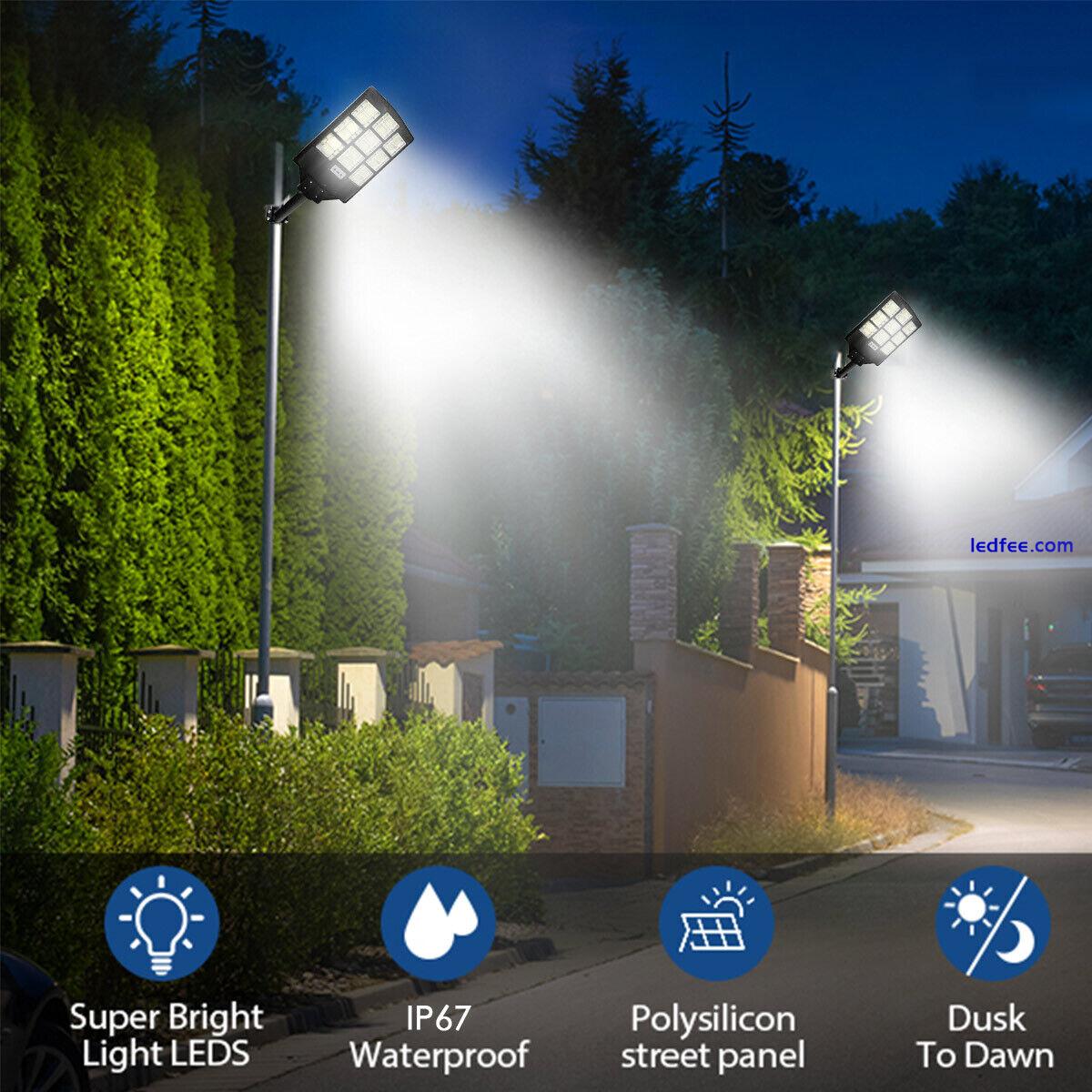 1000W Watts Commercial LED Solar Street Light Dusk to Dawn Parking Lot Road Lamp 5 