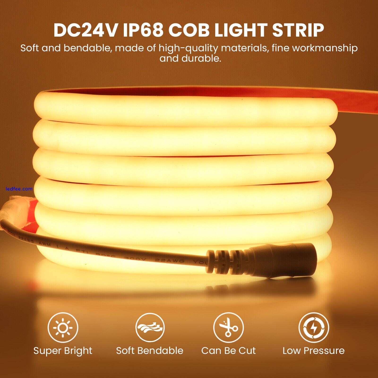 1-20m DC24V COB LED Strip Lights Waterproof IP68 WIFI Control UK Plug Outdoor 2 