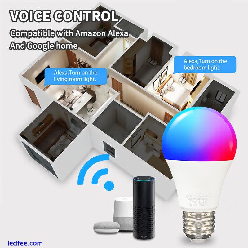 Tuya E27/B22 Smart WiFi LED Light Bulb 9/15W RGB Colour Changing Remote Control 3 