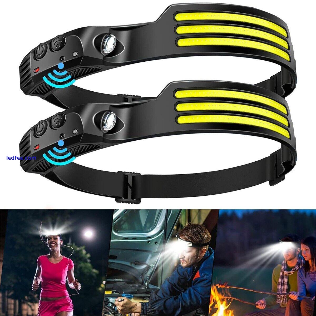 COB LED Headlamp USB Rechargeable Headlight Torch Work Light Bar Head Band Lamp 0 