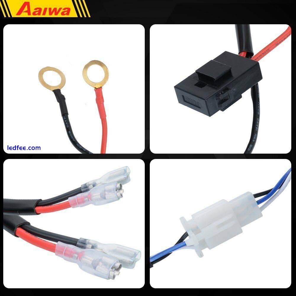 2-Lead Wiring Harness Kit ON-OFF Switch Fuse Relay LED Work Light Pods Bar 12V 1 