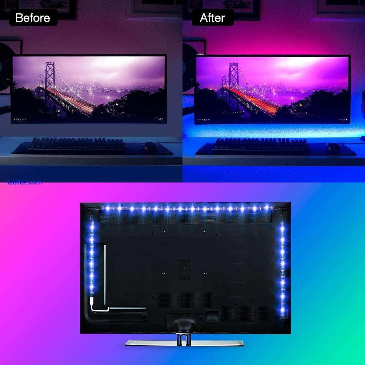 1-5M USB LED Strip Lights Battery Operated Controller Color Change Home Decor UK 2 
