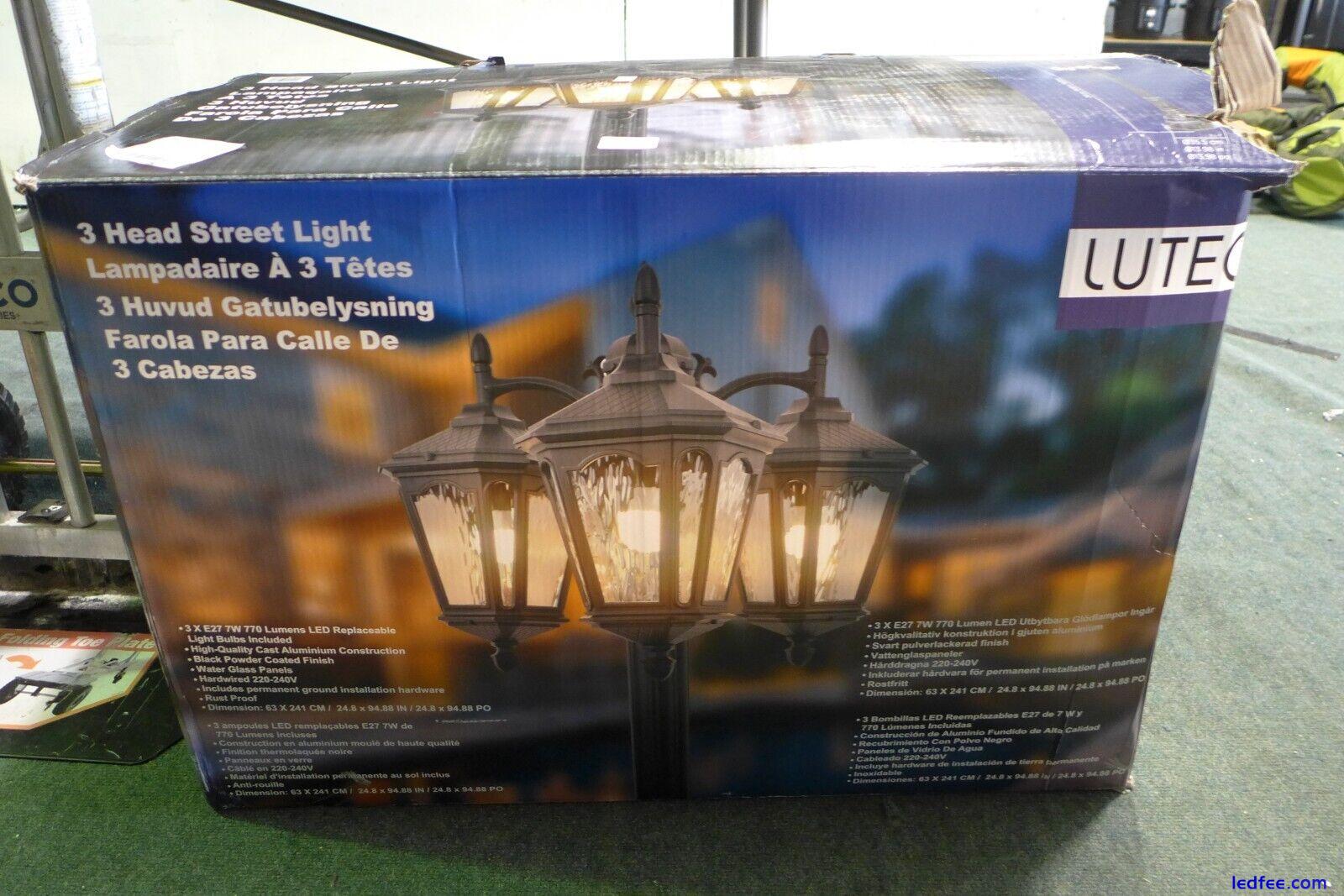 Lutec 3 Head Streetlight Cast Aluminium Black LED *Costco* 1 